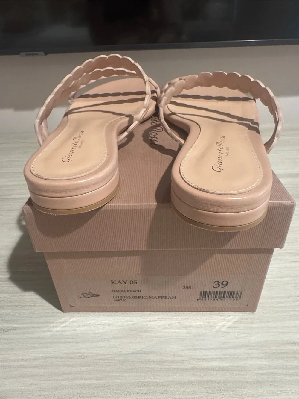 Gianvito Rossi Nude Pink Braided-Strap Flat Sandals
